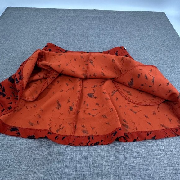 Harlowe & Graham Mini Skirt Pleated Pockets XS Zipper Closure Orange & Black - Picture 7 of 12